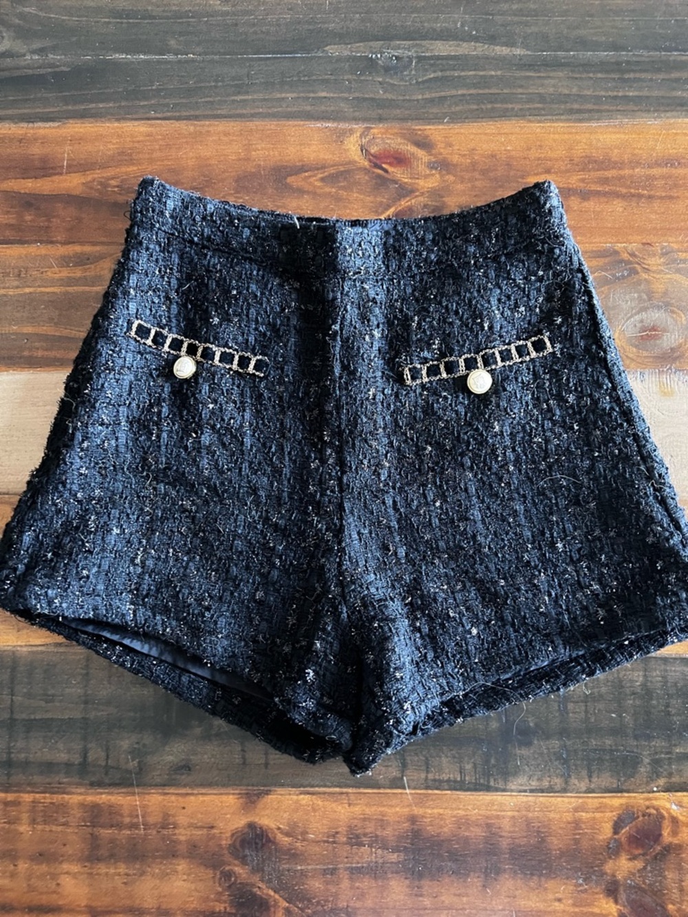 SHEIN black gold glitter shorts xsmall
